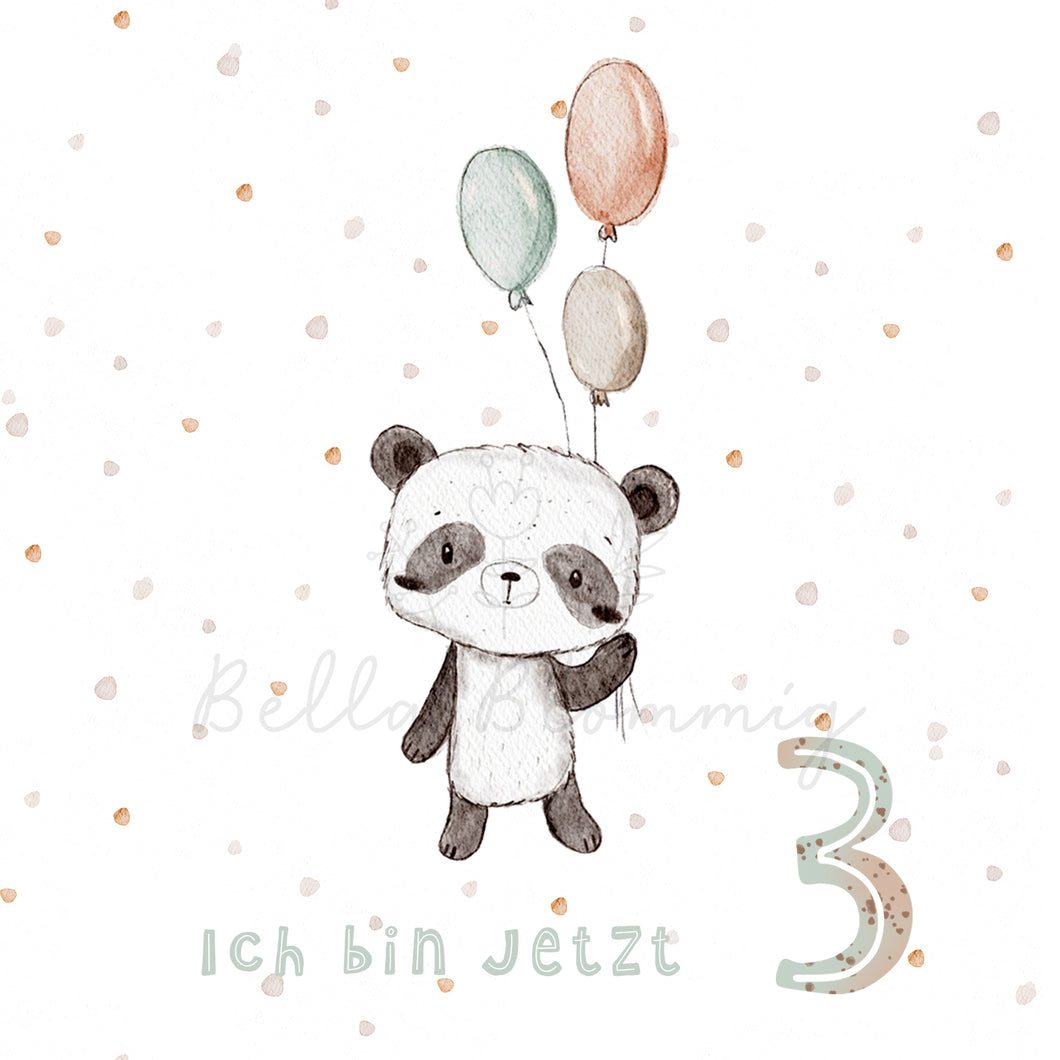 Bügelbild 'Geburtstag  Panda 3 '