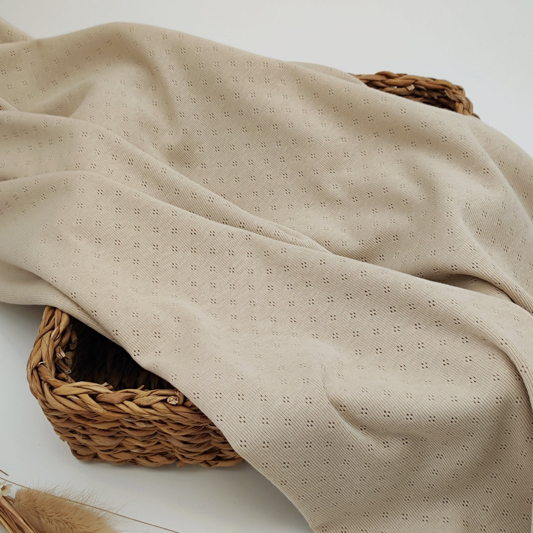 Pointoille Feinstrickjersey Mini Dots - naturweiß/beige